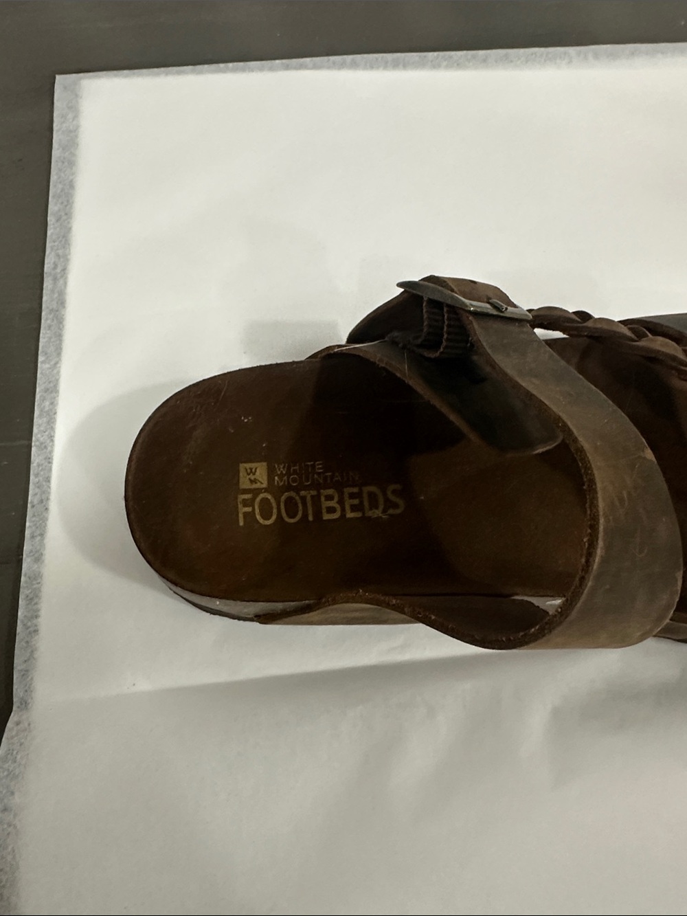 White Mountain Brown Braided Leather Strap Sandals - Picture 2 of 3